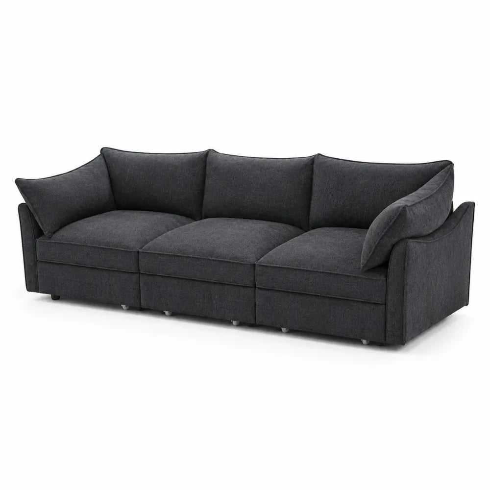 Sofa modułowa 3-osobowa ciemnoszara tkanina