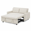 Sofa rozkładana beżowa tkanina poliestrowa 200 cm