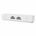 Szafka RTV MDF szkło hartowane biały 180x40x45 cm