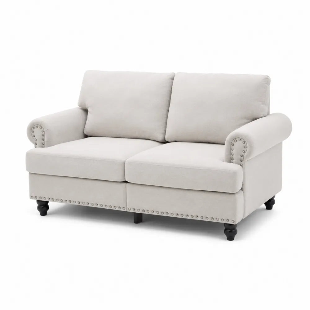 Kremowa sofa z tkaniny bawełnianej