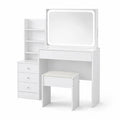 Toaletka z lustrem LED i taboretem z MDF
