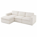 Sofa narożna z tkaniny poliestrowej, kremowa, 295 cm