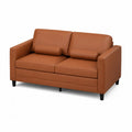 Sofa dwuosobowa z ekoskóry 150 cm Brązowa