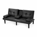 Sofa z ekoskóry z uchwytami na kubki