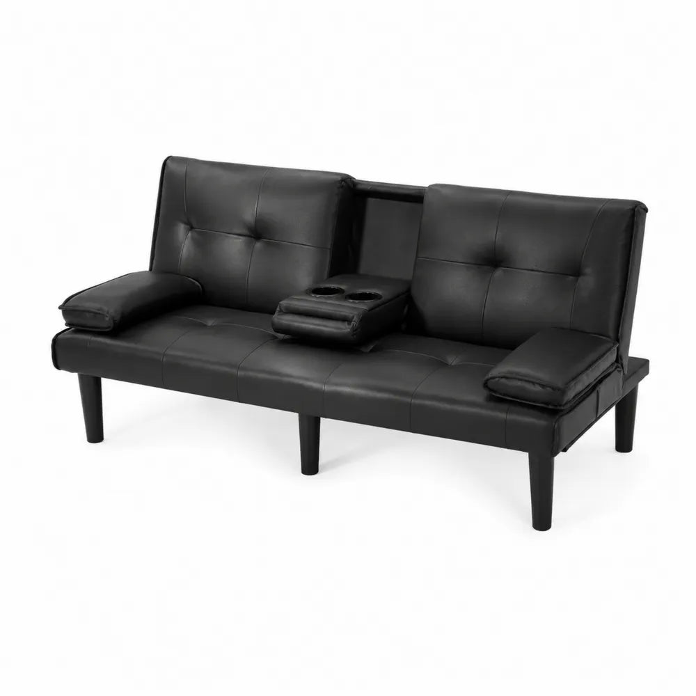 Sofa z ekoskóry z uchwytami na kubki