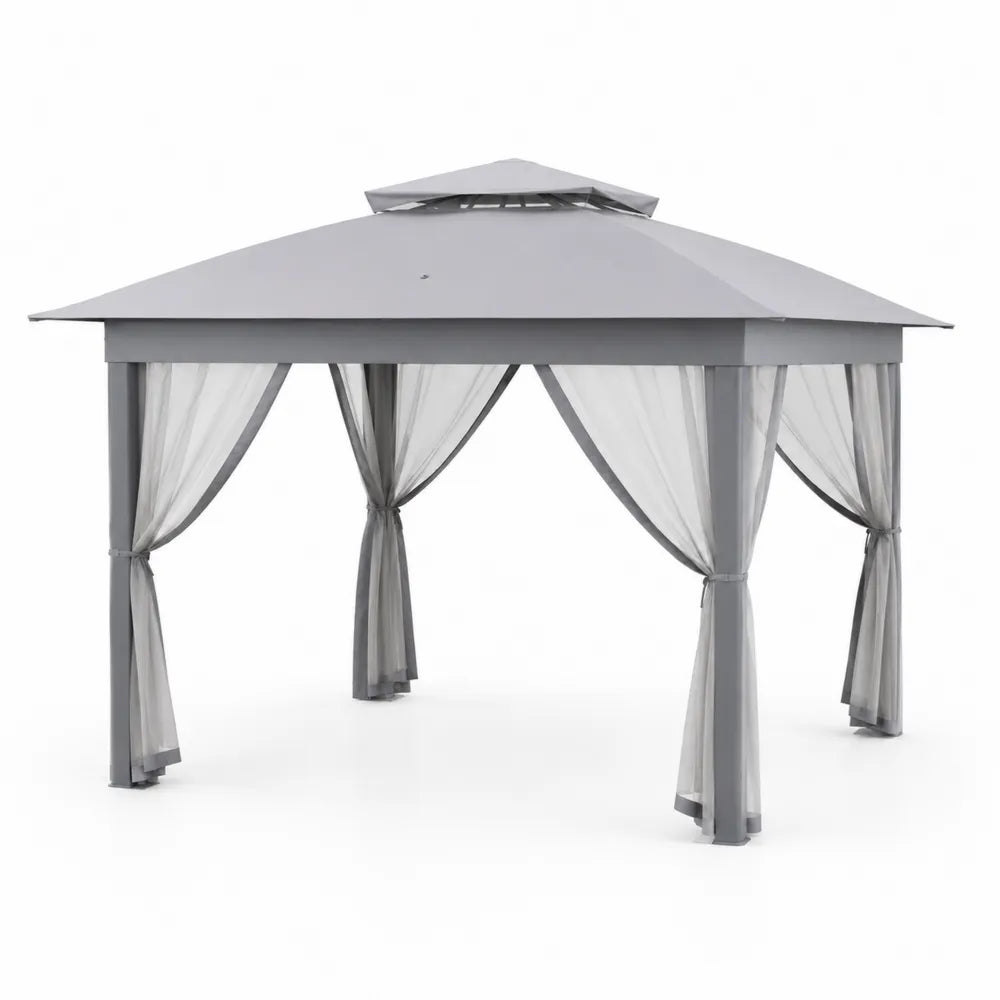Altana ogrodowa aluminiowa z zasłonami 3.5m x 3.5m Szary